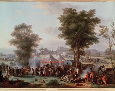 Keisari Napoleon I:n bivouac lähellä Ebersbergin linnaa Itävallassa 4.5.1809 (maalaus tekijältä Antoine Pierre Mongin