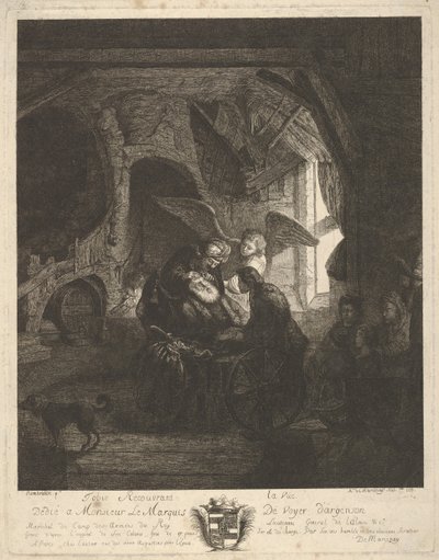 Tobias palauttaa näön isälleen, 1755. tekijältä Antoine de Marcenay Ghuy
