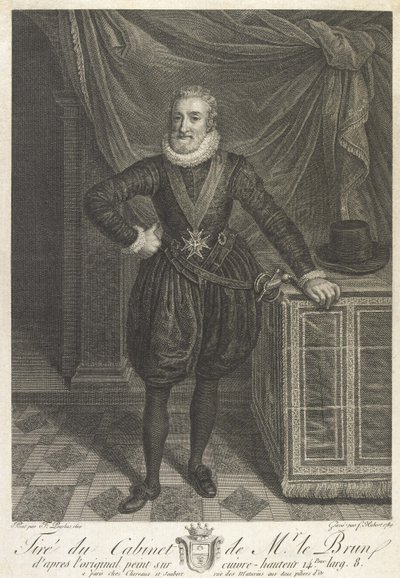 Henri IV:n puolipitkä muotokuva (grafiitti paperille) tekijältä Antoine de Marcenay de Ghuy