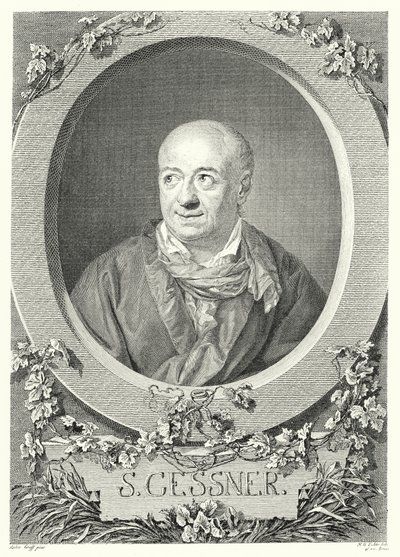 Salomon Gessner, sveitsiläinen taidemaalari ja runoilija (kaiverrus) tekijältä Anton (after) Graff