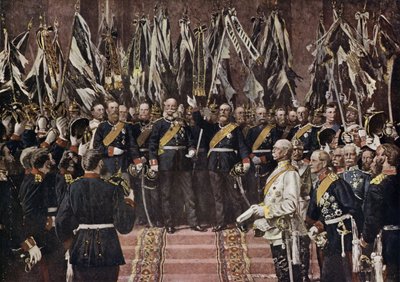 Preussin kuningas Wilhelm I julistettiin yhdistyneen Saksan keisariksi, Versailles, Ranska tekijältä Anton Alexander von (after) Werner
