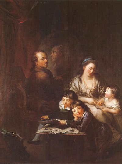 Taiteilijan perhe ennen Johann Georg Sulzerin muotokuvaa. tekijältä Anton Graff