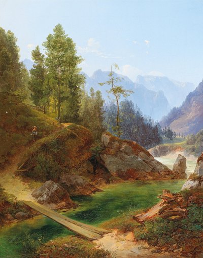 Näkymä korkeille Alpeille lähellä Weichselbodenia Steiermarkissa. tekijältä Anton Hansch