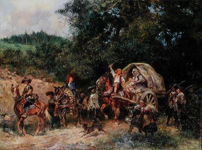 Camp Followers, n. 1900 (öljy kankaalle) tekijältä Anton Hoffmann