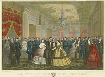 Abraham Lincolnin viimeinen vastaanotto, pubi. 1865 (käsinvärinen lito) tekijältä Anton Hohenstein