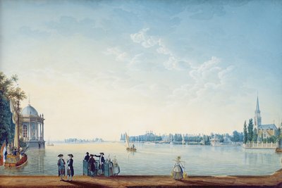 Havenrak Broekiin Waterlandissa tai Zwollen kaupunki Ijssel-joen rannalla Hollannissa, 1814 tekijältä Anton Ignaz Melling