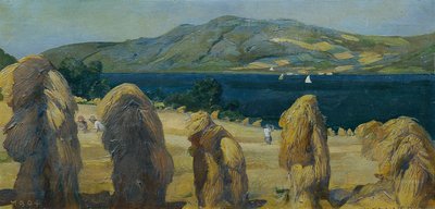 Attersee maisema manteleilla tekijältä Anton Josef von Kenner