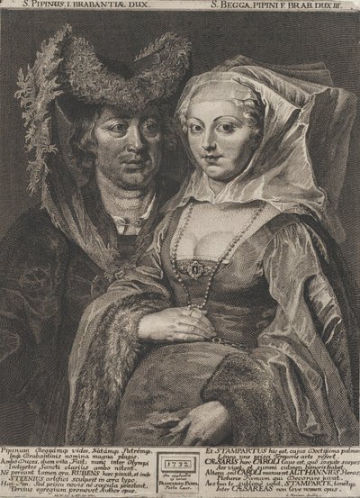 Pyhä Pepin I ja hänen tyttärensä Saint Begga, 1732. tekijältä Anton Joseph von Prenner