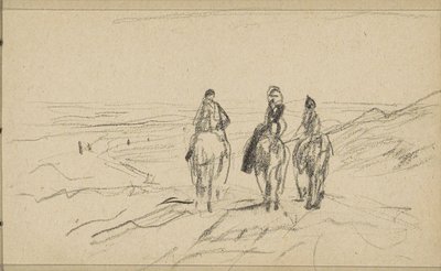 Kolme ratsastajaa dyyneillä tekijältä Anton Mauve