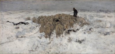 Lammaslauma ja paimen lumessa tekijältä Anton Mauve