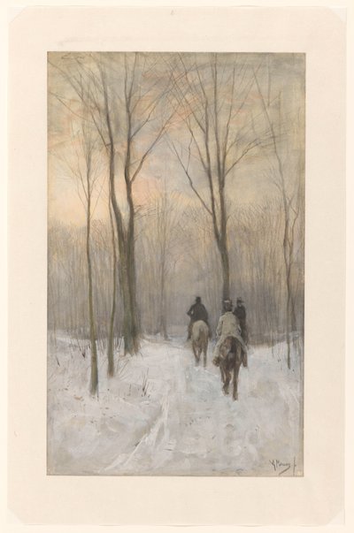 Riders in the Snow Haagse Bosissa Ratsastajat lumessa Haagin metsässä tekijältä Anton Mauve