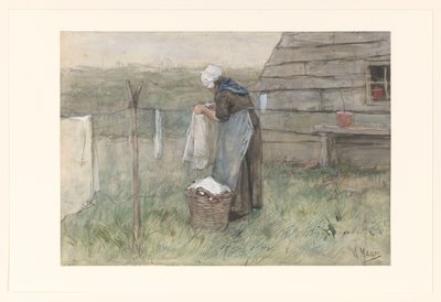 Nainen pesulinjalla tekijältä Anton Mauve