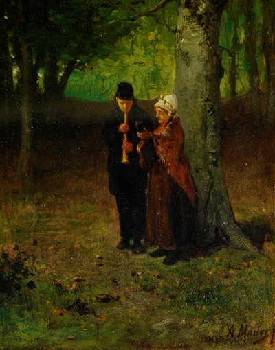 Vaeltavat muusikot (öljy puulle) tekijältä Anton Mauve