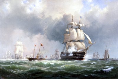 Itämeren laivasto lähtee kyynärpäästä, 15. maaliskuuta 1854 tekijältä Anton Melbye