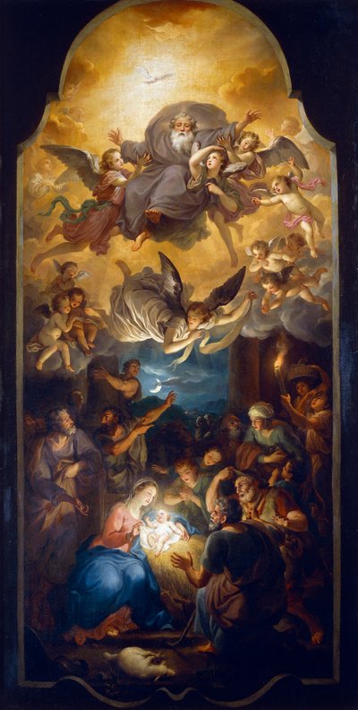 Paimenten palvonta Isäjumalan kanssa enkelien kunniassa, Anton Raphael Mengs, öljy kankaalle tekijältä Anton Raphael Mengs