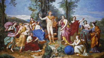 Apollo, Mnemosyne ja yhdeksän muusaa tekijältä Anton Raphael Mengs