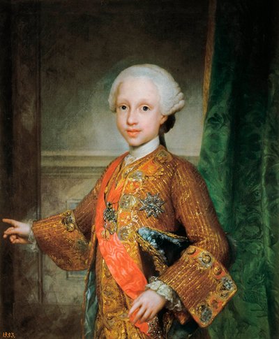 Muotokuva Francois Xavier de Bourbonista (1757-1771), Espanjan lapsesta, Pyhän Hengen ritari (Pyhä Henki). Anton Raphael Mengin (1728-1779) maalaus. Noin 1765. Madrid. Prado museo. tekijältä Anton Raphael Mengs