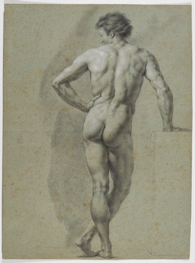 Seisova alaston selkäpuolelta, vasen käsivarsi tuettuna tekijältä Anton Raphael Mengs