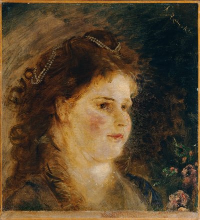 Tyttö helmikaulakoru hiuksissaan tekijältä Anton Romako