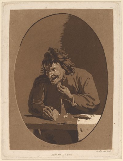 Talonpoika syöminen tekijältä Anton Spreng after Adriaen Brouwer; published by Joseph Eder