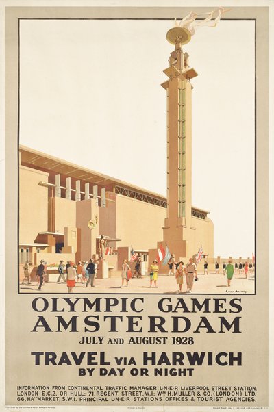 Juliste, joka mainostaa vuoden 1928 olympialaisia Amsterdamissa tekijältä Anton Van Anrooy
