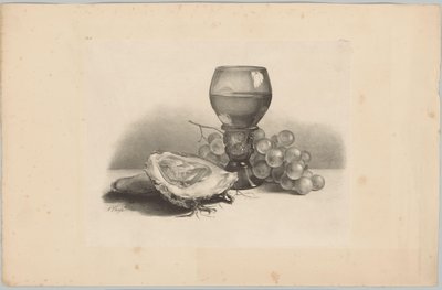Asetelma lasilla, ostereilla ja viinirypäleillä Flower and Fruit Studies (...) 3. jakso (sarjan nimi) tekijältä Anton Weiss