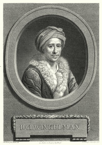 Johann Joachim Winckelmann, saksalainen taidehistorioitsija ja arkeologi (kaiverrus) tekijältä Anton von (after) Maron