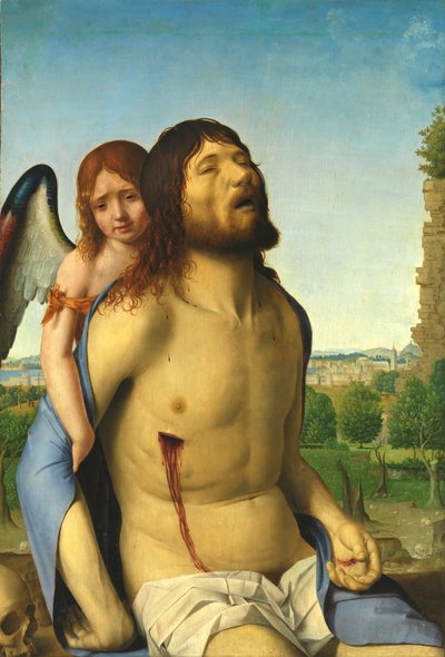 Kuollut Kristus enkelin tukemana tekijältä Antonello da Messina