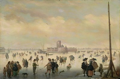 Luistelukohtaus (öljy paneelissa) tekijältä Antoni (1594 1641) Verstralen