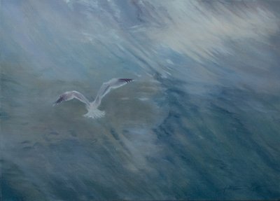 Lokki lentää pois, 2012 (öljy kankaalle) tekijältä Antonia Myatt