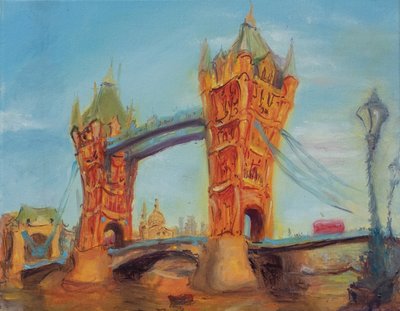 Tower Bridge, tutkimus, 2019 (öljy kankaalle) tekijältä Antonia Myatt