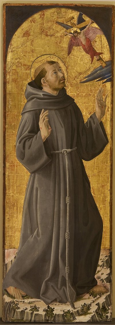 Saint Francois - Pyhä Franciscus Assisilainen par Romano, Antoniazzo (1430 / 35-1508). Öljy puulle, koko: 173x61,5,, Civic Museum, Rieti tekijältä Antoniazzo Romano