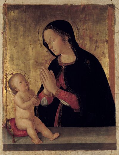 Antoniazzo Romanon (1430-1508) Neitsyt lasta palvova alttaritaulu tekijältä Antoniazzo Romano