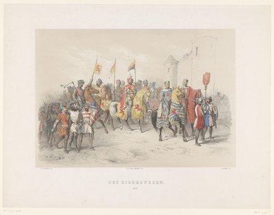Utrechtin naamiaiset 1851: Ritarikunta, 1217 The Knighthood, 1217 (nimi esineessä) Kansallinen historia. varhaisimmista ajoista 1600-luvun loppuun, kahdeksassa kohtauksessa, H.H. Utrechtsche Hoon opiskelijat tekijältä Antonie Johannes Groeneveldt