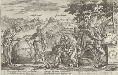 Väärä maailma, 1579 Väärä Weerelt / Le Monde a rebous (otsikko esineessä) Allegoriat Alankomaiden poliittisesta tilanteesta vuosina 1576-1579 (sarjan nimi) tekijältä Antonie Wierix (II)