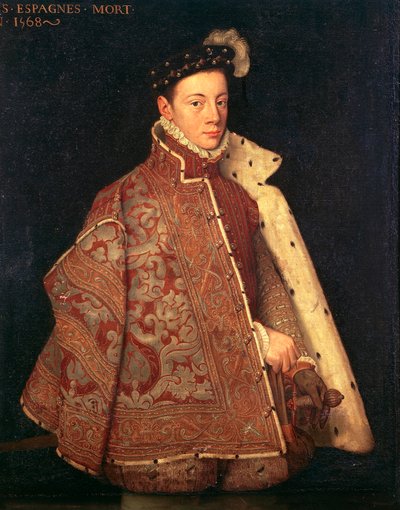 Don Carlosin, Asturian prinssin muotokuva (öljy kankaalle) tekijältä Antonio (studio of) (attr. to) Moro