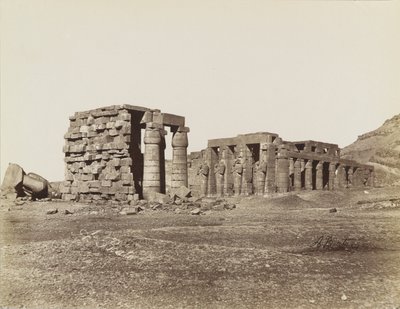 Yleinen näkymä Ramesseumille, Thebes tekijältä Antonio Beato