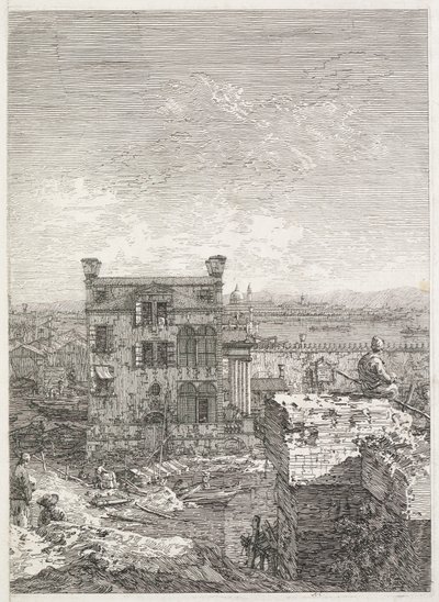 Näkymät: Kuuden pylvään ympäröimä talo, 1735-1746. tekijältä Giovanni Antonio Canal
