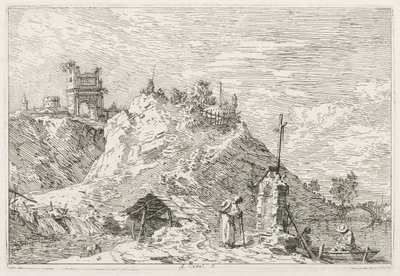 Näkymät: Pyhiinvaeltaja rukouksessa tekijältä Antonio Canaletto