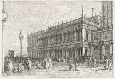 Näkymät: Kirjasto, Venetsia tekijältä Antonio Canaletto
