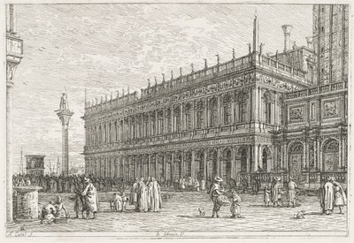 Näkymät: Kirjasto, Venetsia, 1735-1746. tekijältä Giovanni Antonio Canal