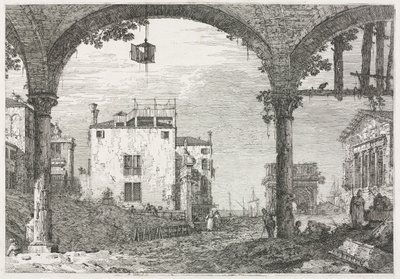 Näkymät: Portico ja lyhty tekijältä Antonio Canaletto