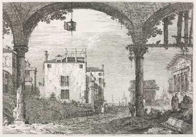 Näkymät: Portico ja lyhty, 1735-1746. tekijältä Giovanni Antonio Canal