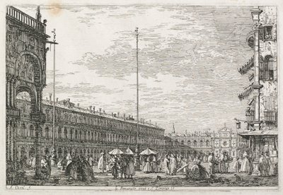 Näkymät: Prokuraattorin palatsi ja Pyhän Gémienin kirkko, Venetsia tekijältä Antonio Canaletto