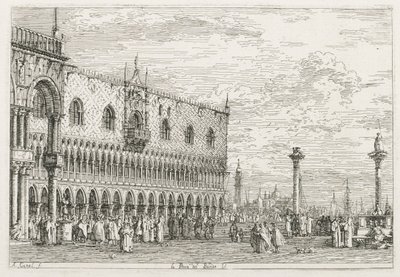 Näkymät: Venetsian julistuksen kivi tekijältä Antonio Canaletto