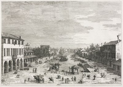Näkymät: Näkymät Mestreen, kaupunkiin Venetsian maakunnassa tekijältä Antonio Canaletto