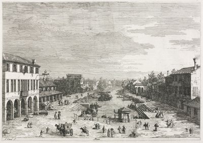 Näkymät: Näkymät Mestreen, kaupunkiin Venetsian maakunnassa, 1735-1746. tekijältä Giovanni Antonio Canal