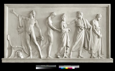 Akilles luovuttaa Briseiksen Agamemnonin sanansaattajille , 1787-90 (kipsi) tekijältä Antonio Canova