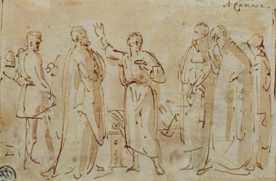 Sokrates juo Hemlock-kupin, n. 1787 (kynä ja muste seepiapesulla paperilla) tekijältä Antonio Canova
