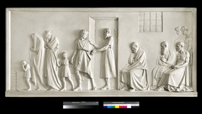 Sokrates jättää perheensä, 1787-1790 (kipsi) tekijältä Antonio Canova